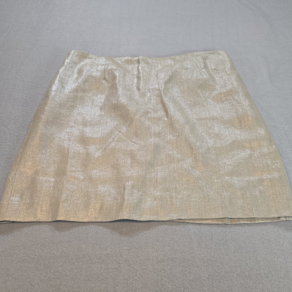 Boston Proper Metallic Cream Mini Skirt